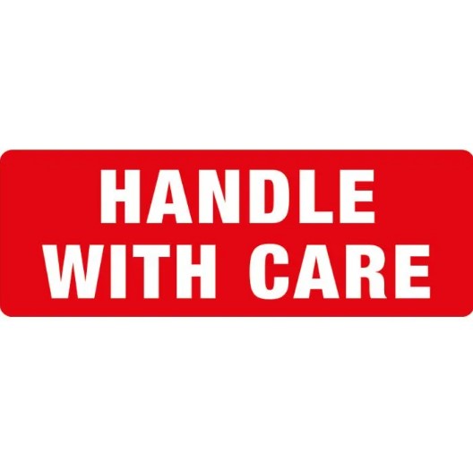 Handle with Care Parcel Labels - 89mm x 36mm - 1000x Labels Per Roll