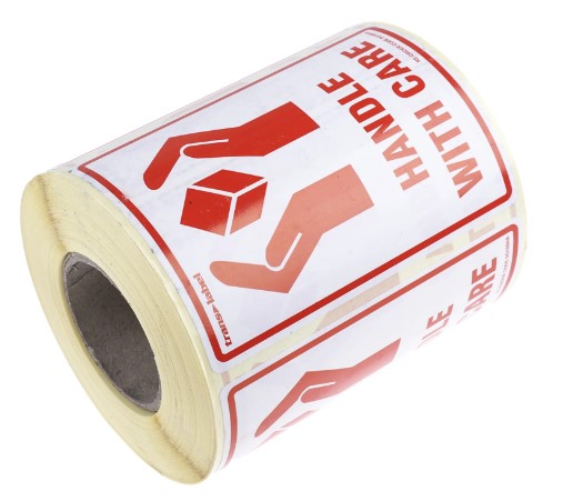 Handle With Care - Symbol Labels - 108mm x 79mm - 500x Labels Per Roll