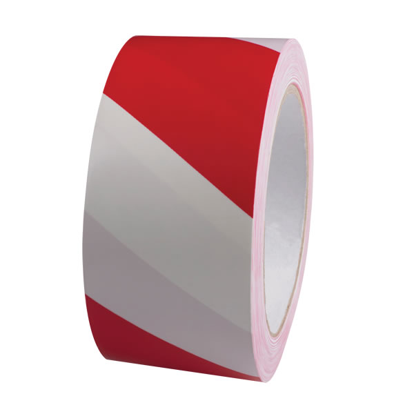 Red/White Hazard Floor Marking Tape - 50mm x 33m - 1x Roll Per Pack
