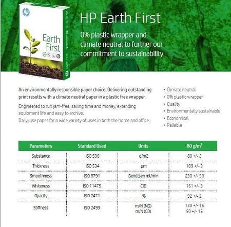 HP Earth First A4 Office Paper 80gsm - 500x Sheets Per Pack