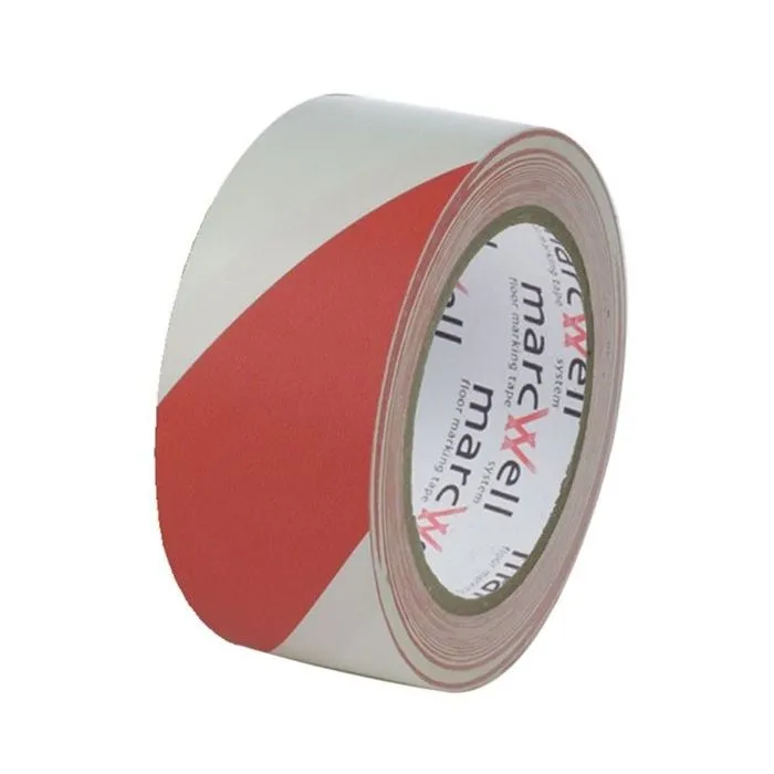 Red/White Hazard Floor Marking Tape - 50mm x 33m - 1x Roll Per Pack