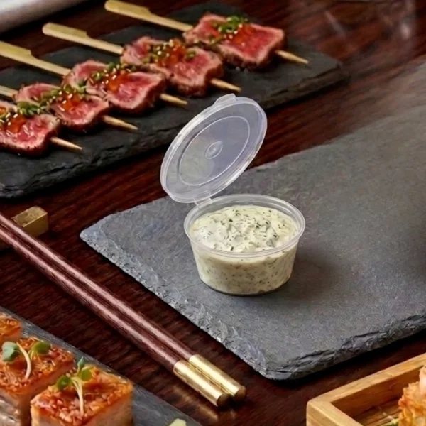 1oz Portion Pots with Hinged Lids - Heavy Duty Hot Use - 1,000x Per Case