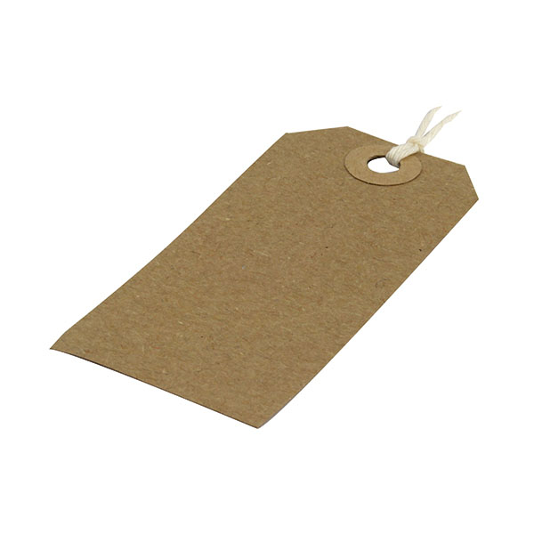 Strung Tags 82mm x 41mm Buff - 1000x Per Pack