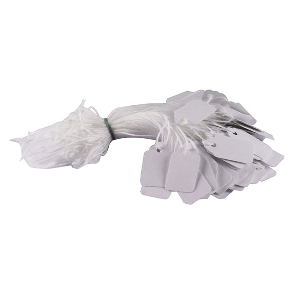 Strung Tags 27mm x 16mm White - 1000x Per Pack