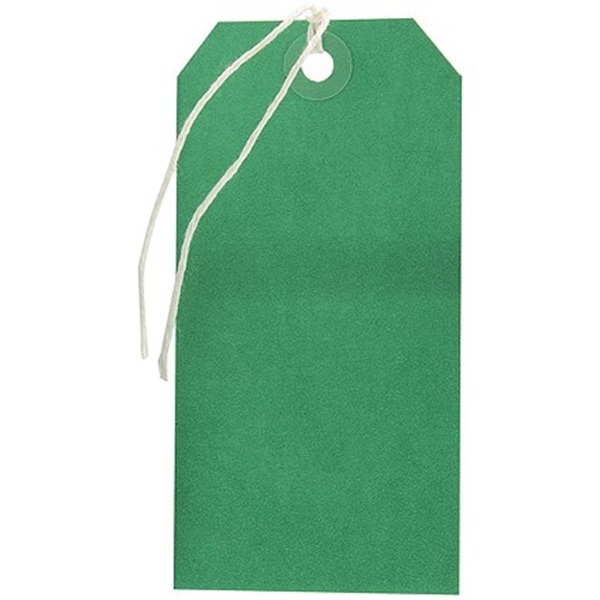 Strung Tags 120mm x 60mm Green - 1000x Per Pack