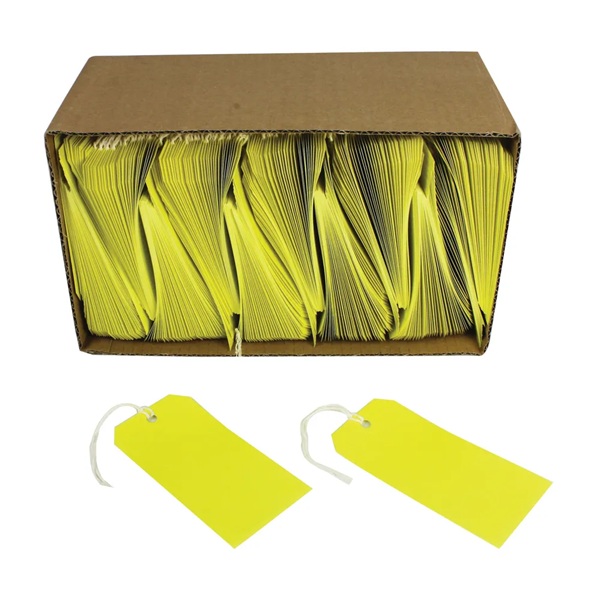 Strung Tags 120mm x 60mm Yellow - 1000x Per Pack