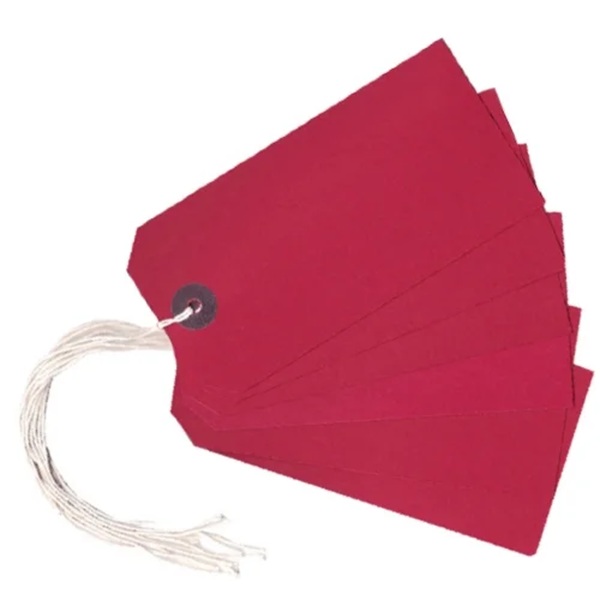 Strung Tags 120mm x 60mm Red - 1000x Per Pack