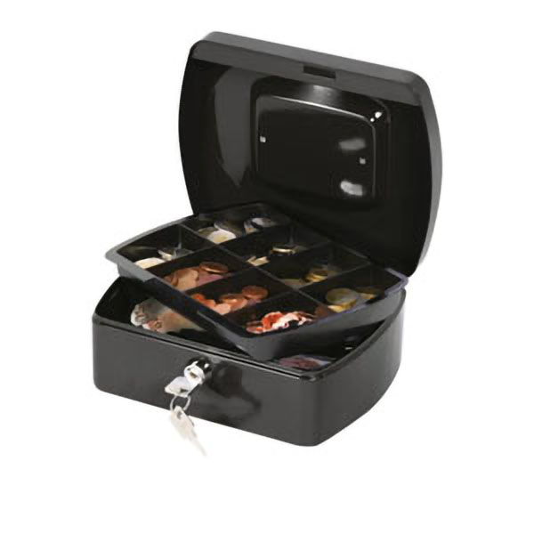 8" Black Cash Box - 1x Per Pack