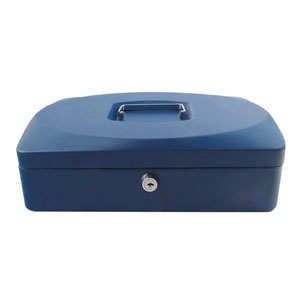 12 Inch Blue Q-Connect Cash Box - 1 Unit Per Pack