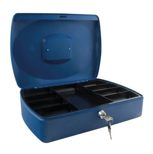 12 Inch Blue Q-Connect Cash Box - 1 Unit Per Pack