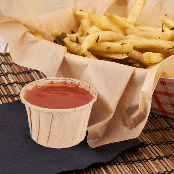 2oz Compostable Kraft Paper Souffle Container - 250x Per Pack
