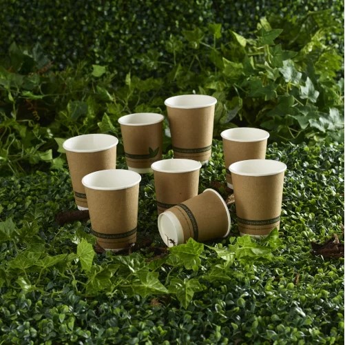10oz Kraft Compostable Double Wall Cups - 25x Per Pack