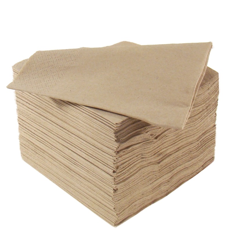 Dinner Napkins Kraft - 2Ply 40x40cm 4x Fold - 100x Per Pack