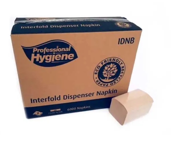 Interfold Dispenser Napkins 2ply 165mm x 210mm Kraft - 8,000x  Per Pack