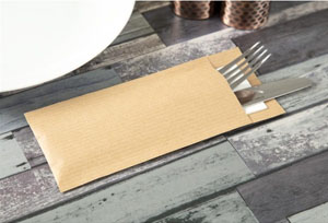 Lunch Napkin White - 2Ply 33x33cm Kraft Pocket - 500x Per Pack