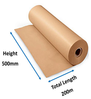 Pure Ribbed Kraft Rolls - 500mm x 215m 88gsm - 1x Roll Per Pack