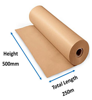 Pure Ribbed Kraft Rolls - 500mm x 275m 70gsm - 1x Roll Per Pack