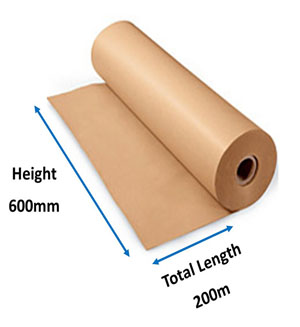 Pure Ribbed Kraft Rolls - 600mm x 215m 90gsm - 1x Roll Per Pack