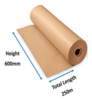 Pure Ribbed Kraft Rolls- 600mm x 275m 70gsm - 1x Roll Per Pack