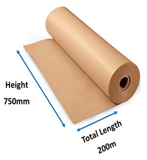 Pure Ribbed Kraft Rolls - 750mm x 215m 90gsm - 1x Roll Per Pack