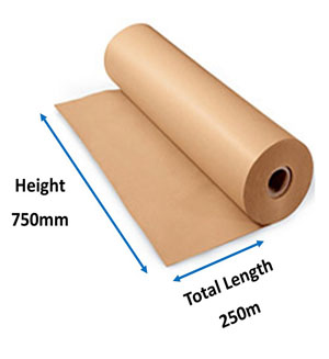 Pure Ribbed Kraft Rolls - 750mm x 275m 70gsm - 1x Roll Per Pack