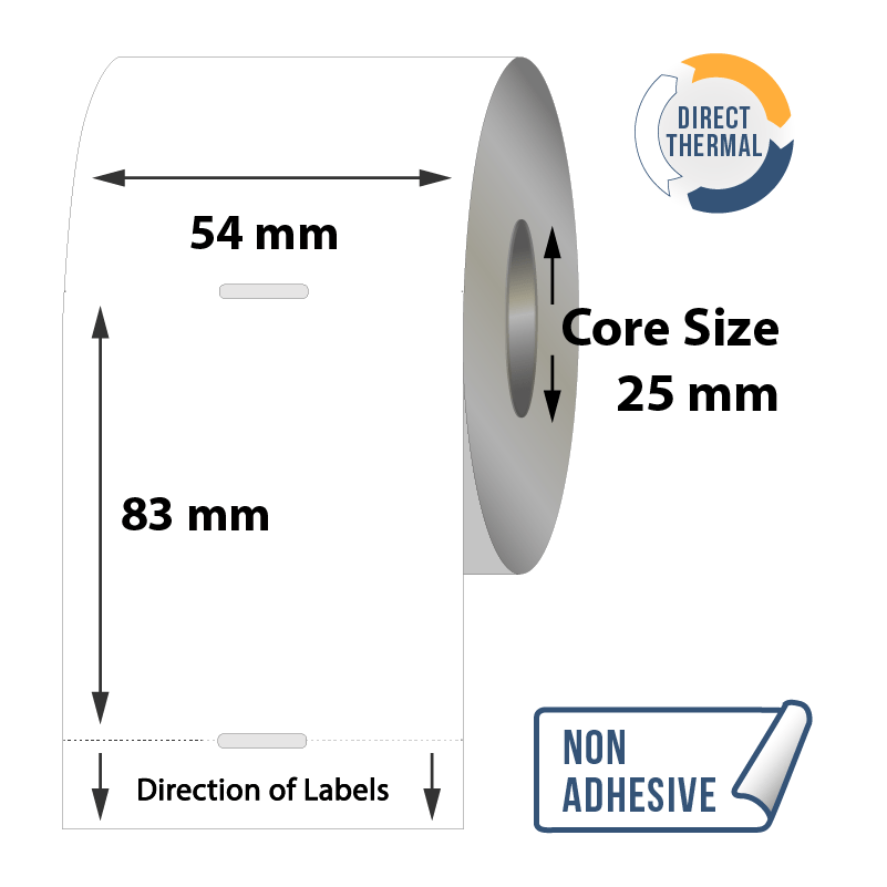 Direct Thermal Appointment Labels - 54mm x 83mm x 25mm - 500x Labels Per Roll