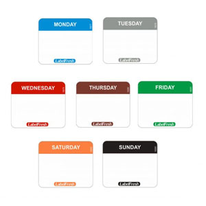 Hygiplas Food Labels - Thursday - 30mm x 25mm - 1000 Per Pack