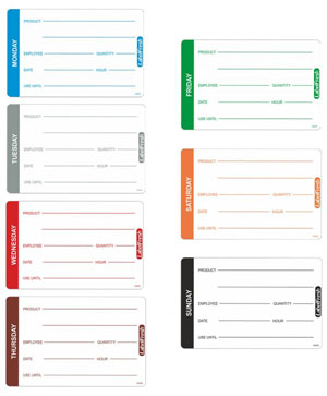 Hygiplas Food Labels - Monday - 70mm x 45mm - 500 Per Pack