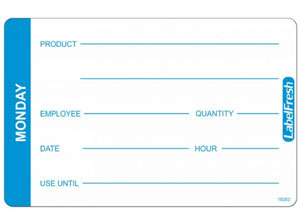 Hygiplas Food Labels - Monday - 70mm x 45mm - 500 Per Pack