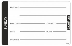 Hygiplas Food Labels -  Sunday - 70mm x 45mm - 500 Per Pack