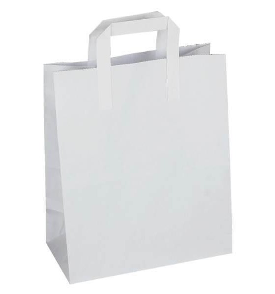 Large White Paper Bags - Flat Handle 10
