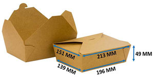 No.2 Multi-Food Kraft Boxes - 1500ml Lockable Lid - 50x Per Pack
