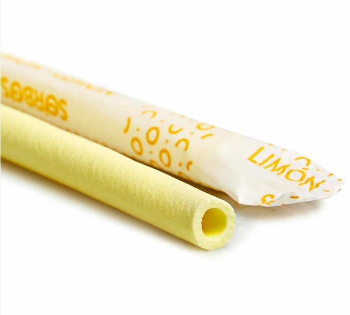 Sorbos Edible Straws Lemon - 8mm x 195mm - 200x Per Pack