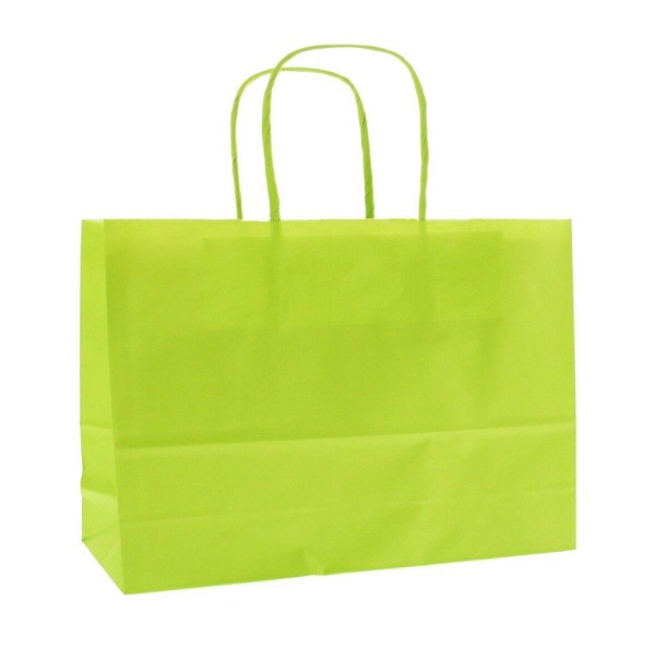 Luxury Green Paper Bags - Wide Large Twist Handle - 50x Per Pack