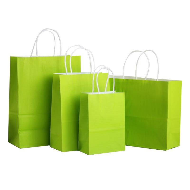 Luxury Green Paper Bags - Wide Large Twist Handle - 50x Per Pack