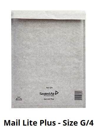 Jiffy Mail Lite Plus Bags - Size G/4 - 240mm x 330mm - 50x Per Pack