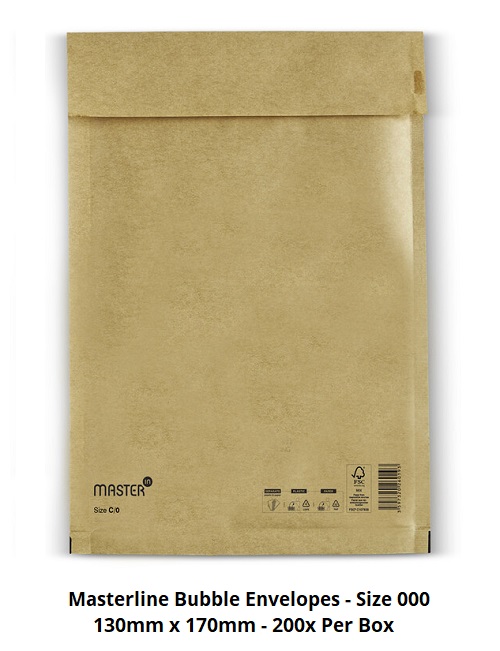 Masterline Padded Envelopes - Size 000 - 130mm x 170mm - 200x Per Pack