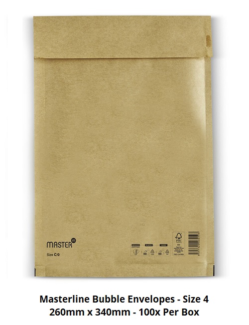 Masterline Padded Envelopes - Size 4 - 260mm x 340mm - 100x Per Pack