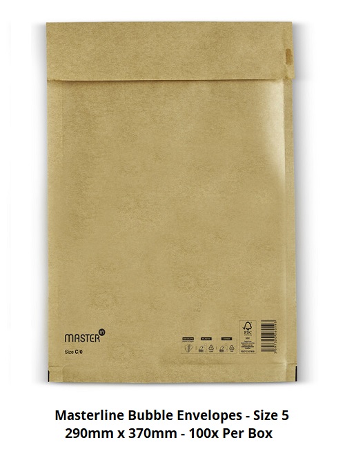 Masterline Padded Envelopes - Size 5 - 290mm x 370mm - 100x Per Pack