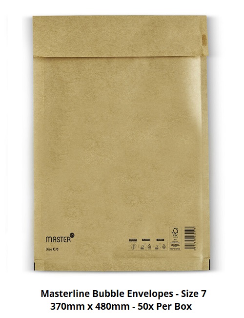 Masterline Padded Envelopes - Size 7 - 370mm x 480mm - 50x Per Pack