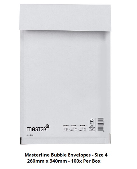 Masterline Padded Envelopes - Size 4 - 260mm x 340mm - 100x Per Pack