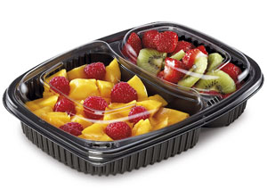 2x Compartment Meal Tray Black 34oz - 40 Per Pack 
