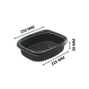 1x Compartment Meal Tray Black 34oz - 40x Per Pack