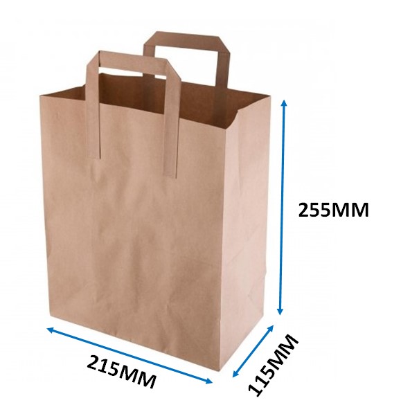Kraft Flat Handle Bags - Medium 8.5