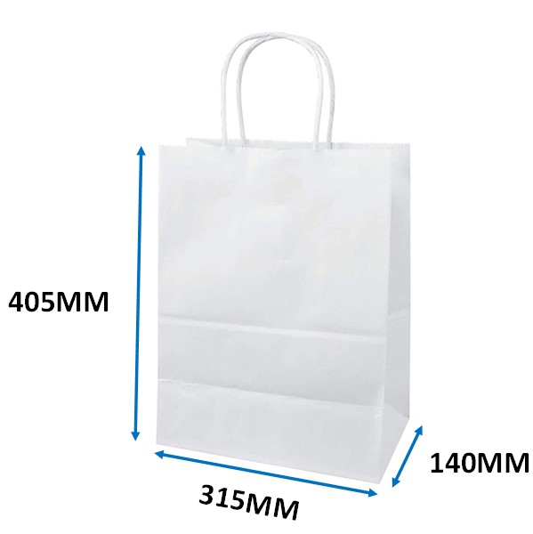 Large Fashion Bags - Twisted Handle White - 125x Per Pack