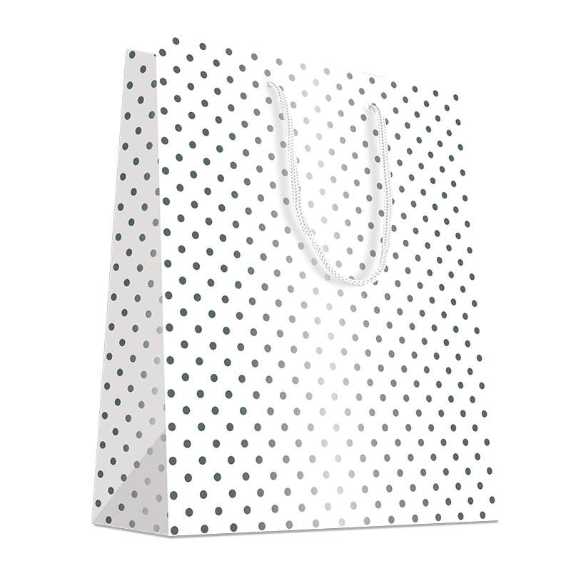 Luxury Metallic Gift Bag with Cotton Handles - Design Dots - Large Size - 20x Per Pack