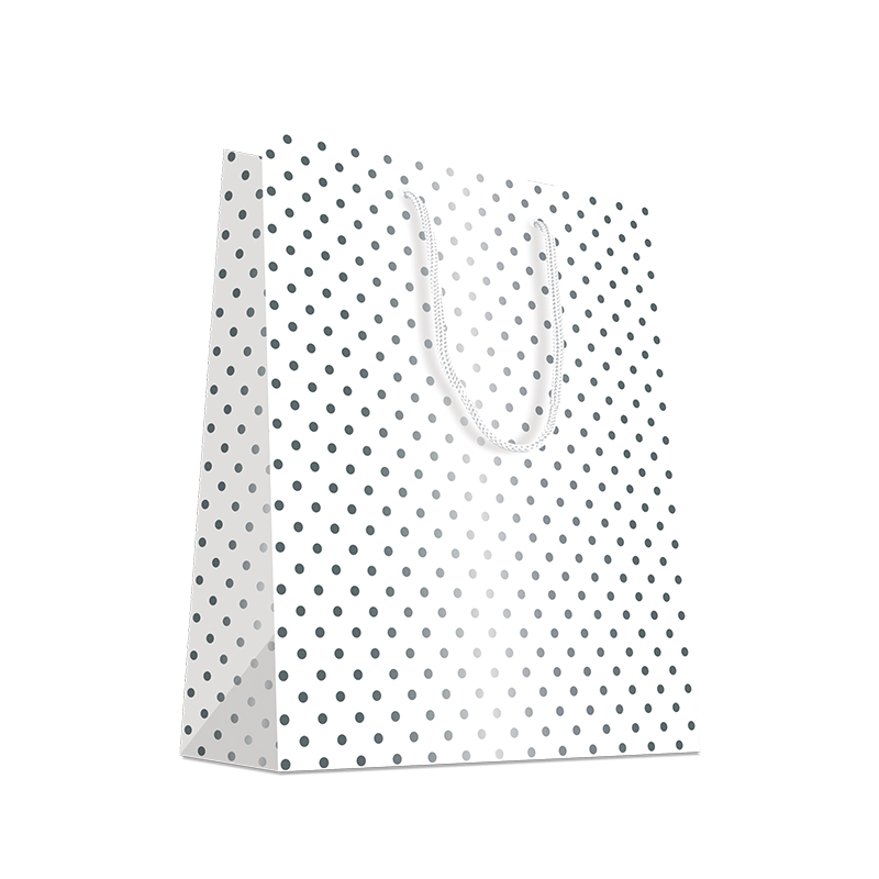 Luxury Metallic Gift Bag with Cotton Handles - Design Dots - Medium Size - 20x Per Pack