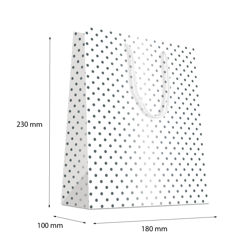 Luxury Metallic Gift Bag with Cotton Handles - Design Dots - Medium Size - 20x Per Pack