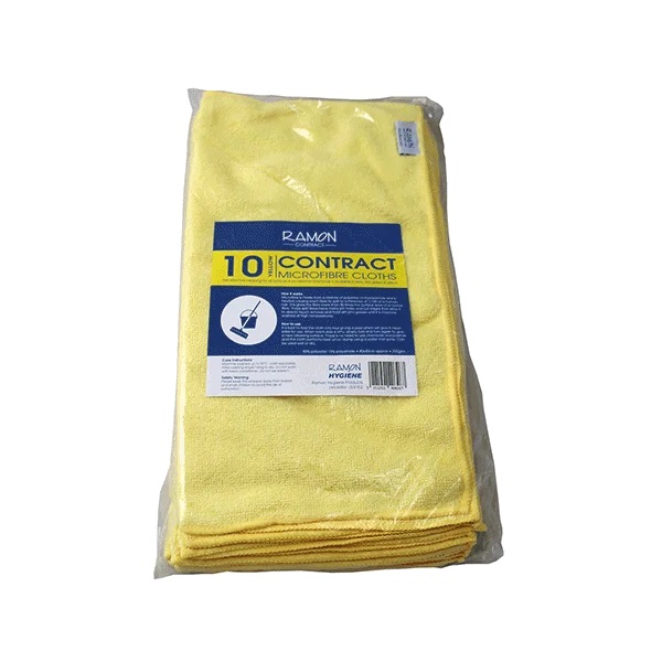 Microfibre General Purpose Cloth Yellow 400mm x 400mm 200GSM - 10x Per Pack