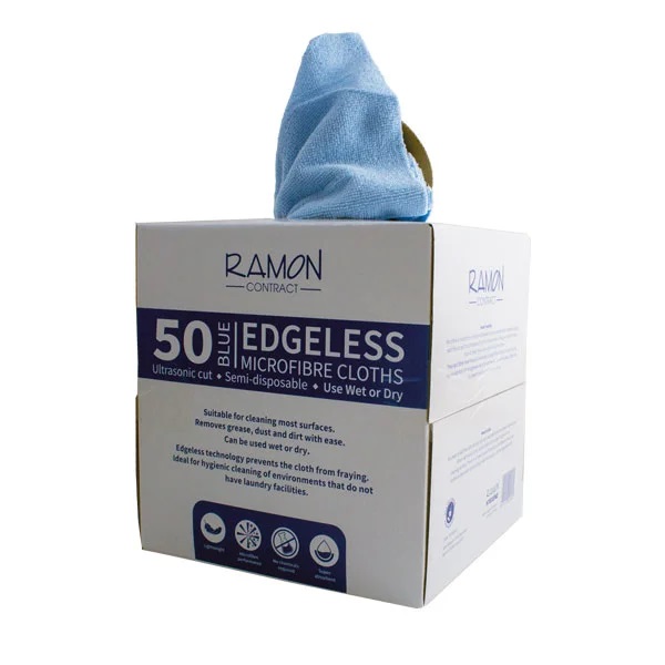 Microfibre Edgeless Boxed Cloth Blue 320mm x 300mm - 50x Per Pack